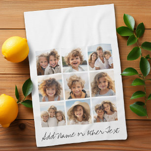 Linge De Cuisine Collage carré de la photo 9 - noir et blanc