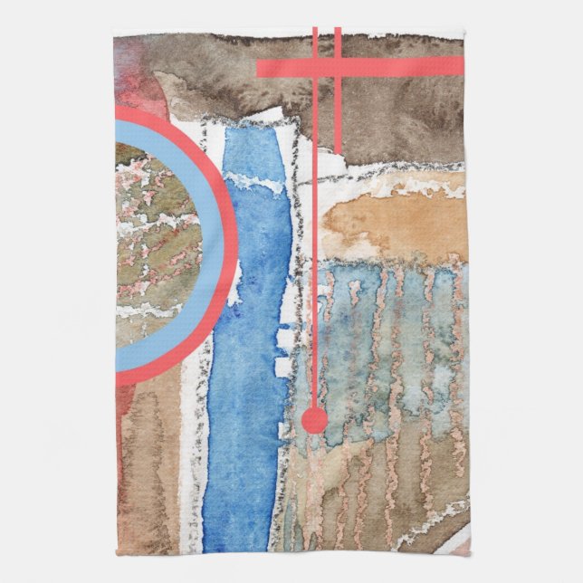 Linge De Cuisine collage d'art abstrait, médias mélangés et (Vertical)