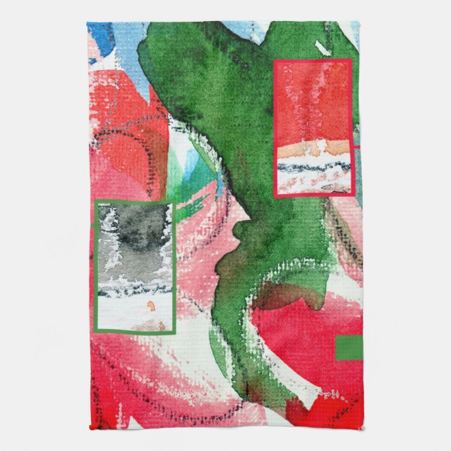 Linge De Cuisine collage d'art abstrait, médias mélangés et (Vertical)