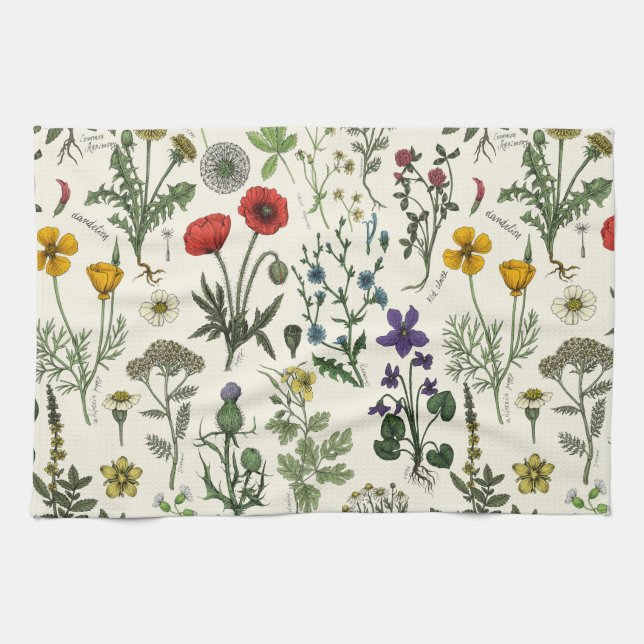 Linge De Cuisine Collage de fleurs sauvages (Horizontal)