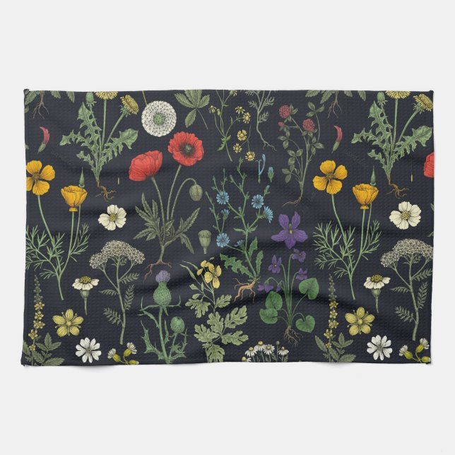 Linge De Cuisine Collage de fleurs sauvages (Horizontal)