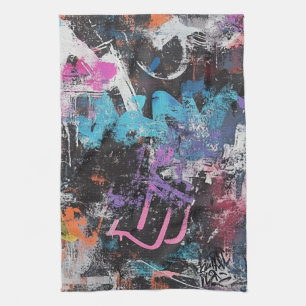 Linge De Cuisine Collage de graffiti urbain avec couleurs vives Pe