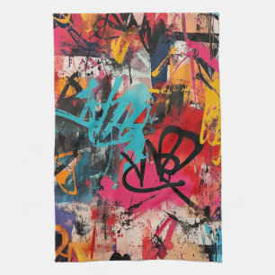 Linge De Cuisine Collage de graffiti urbain avec peinture aux coule