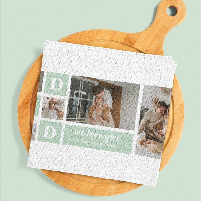 Linge De Cuisine Collage de monnaie moderne photo papa meilleur cad (Créateur téléchargé)