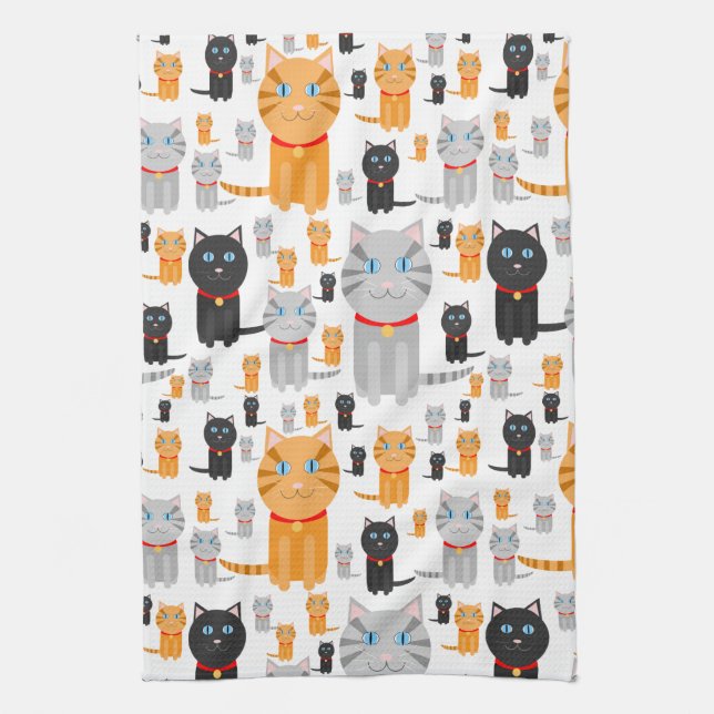 Linge De Cuisine Collage mignon d'amusement des chats oranges, (Vertical)