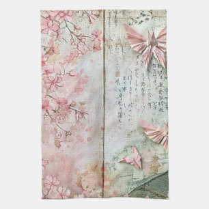 Linge De Cuisine Collage Papillon Sakura Vintage