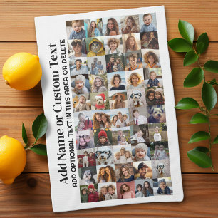 Linge De Cuisine Collage photo 50 - Texte personnalisé - noir et bl