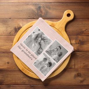 Linge De Cuisine Collage Photo Pastel Pink Meilleur grand-mère Pois