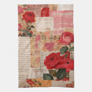Linge De Cuisine Collage Romantique de Roses Vintage (6)