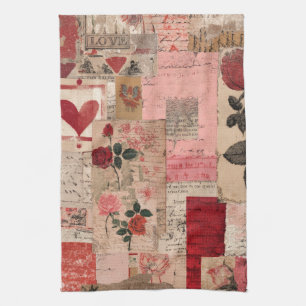 Linge De Cuisine Collage Romantique Vintage Rose (1)