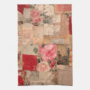 Linge De Cuisine Collage Romantique Vintage Rose (5)