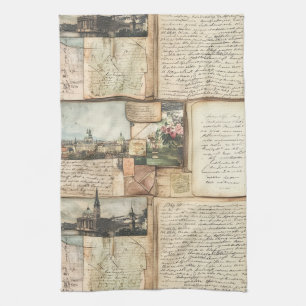 Linge De Cuisine Collage vintage de cartes postales avec lettres eu