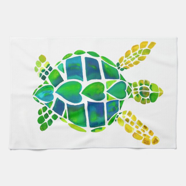 Linge De Cuisine Collection d'amour de tortue de mer (Horizontal)