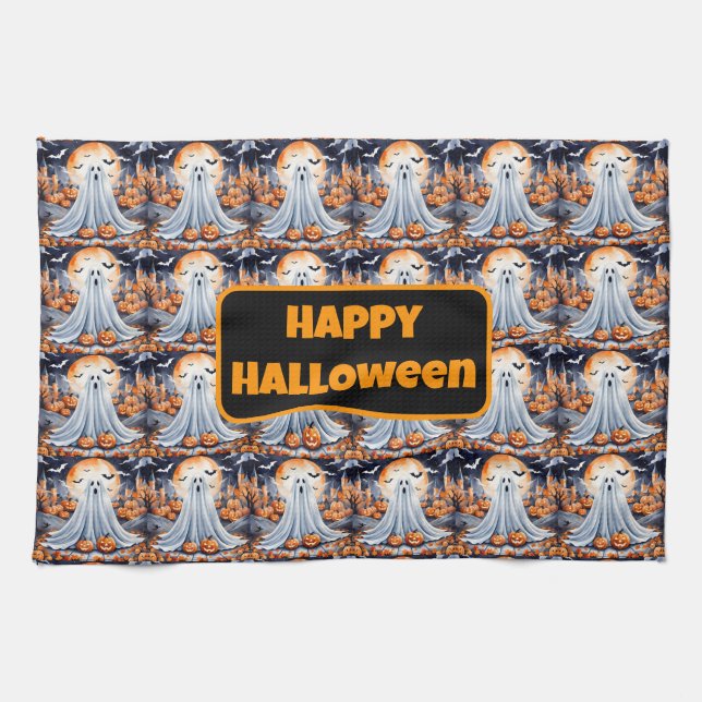 Linge De Cuisine Collection d'automne Citrouille moderne d'Hallowee (Horizontal)