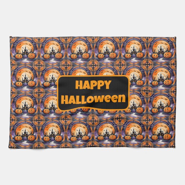 Linge De Cuisine Collection d'automne Citrouille populaire d'Hallow (Horizontal)