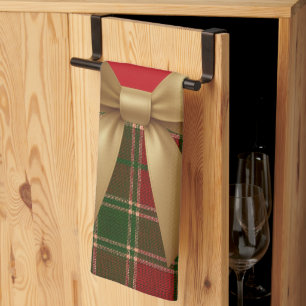 Linge De Cuisine Collection élégante de carreaux de Noël avec nœud
