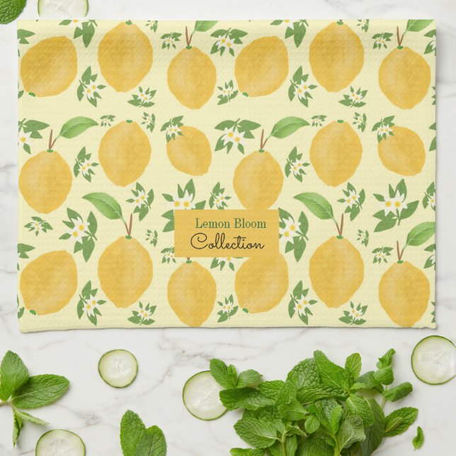 Linge De Cuisine Collection Lemon Bloom motif Jaune (Plié)