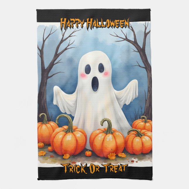 Linge De Cuisine Collection mignonne et moderne d'Halloween effraya (Vertical)