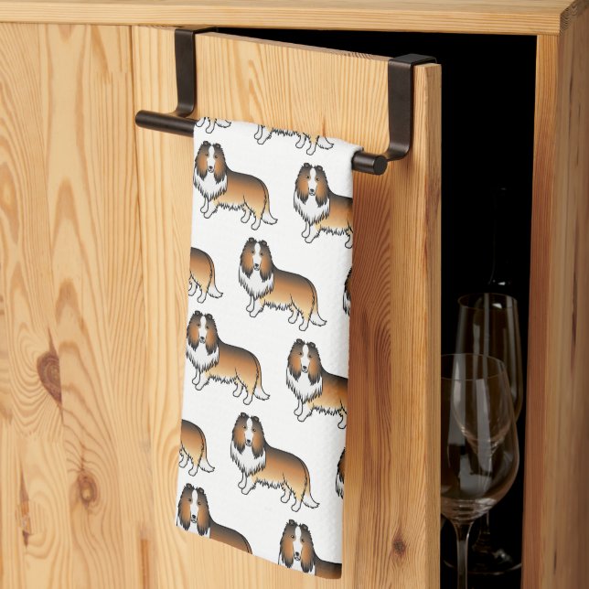 Linge De Cuisine Colley Rough Sable Motif Chien Dessin Animé Mignon (Pliage en tiers)