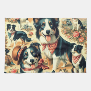 Linge De Cuisine Collie frontière mignonne sans joint