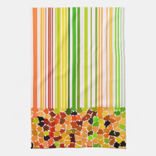 Linge De Cuisine Colonnes d'automne Orange Rouge Jaune Pomme Vert B