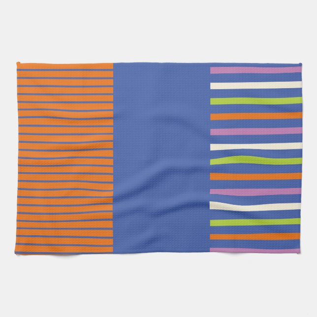 Linge De Cuisine Color Pop Stripes design rayé moderne (Horizontal)
