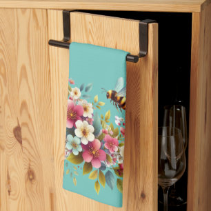 Linge De Cuisine Coloré, Abeille printanière/florale