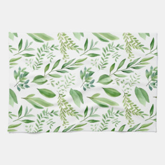 Linge De Cuisine Coloré Rustique Eucalyptus Feuilles d'aquarelle