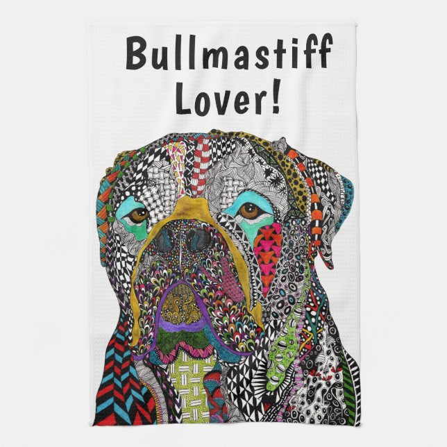 Linge De Cuisine Colorful Bullmastiff Lover Kitchen Towel (Vertical)