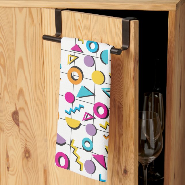 Linge De Cuisine Colorful Eighties 80's Retro Motif géométrique (Pliage en tiers)