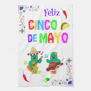 Linge De Cuisine Colorful Festive Cinco de Mayo 2025 Dancing Cactus