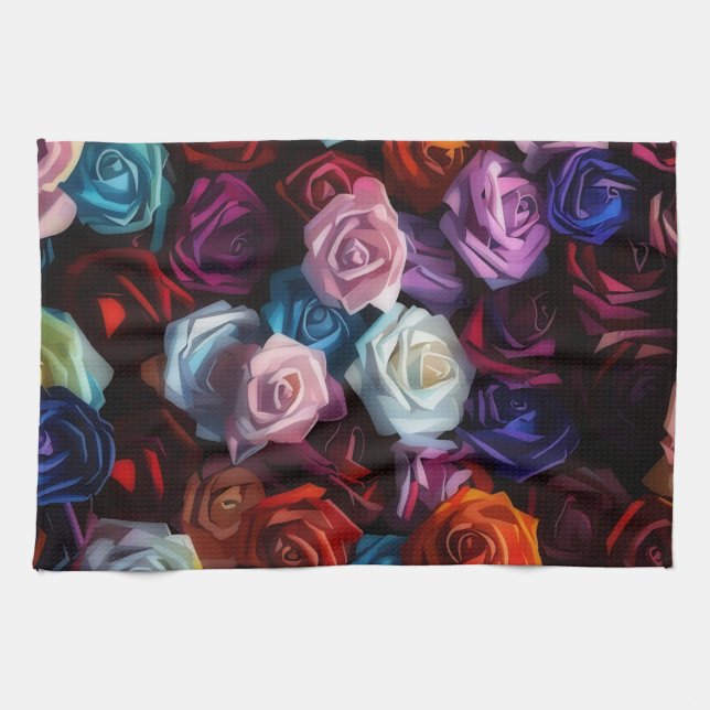 Linge De Cuisine Colorful Roses Artsy Kitchen Towel (Horizontal)