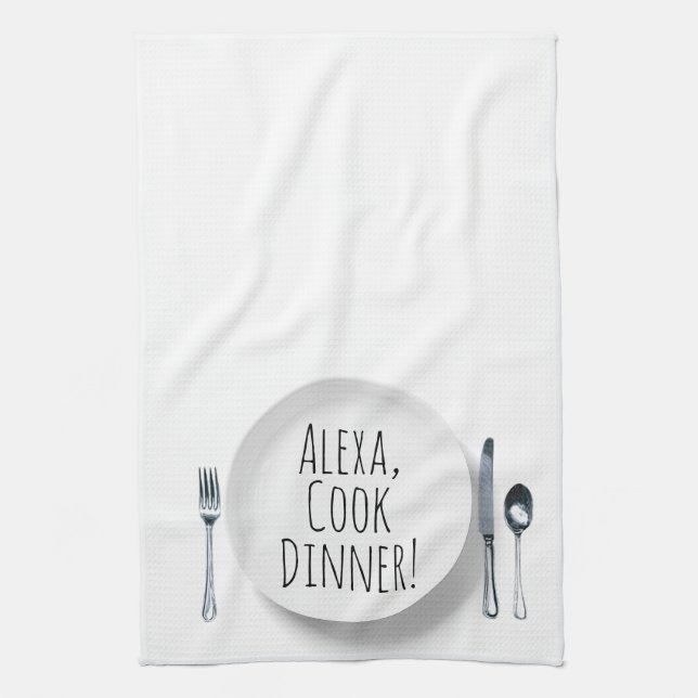 Linge De Cuisine commande Alexa humoristique pour cuisiner le dîner (Vertical)