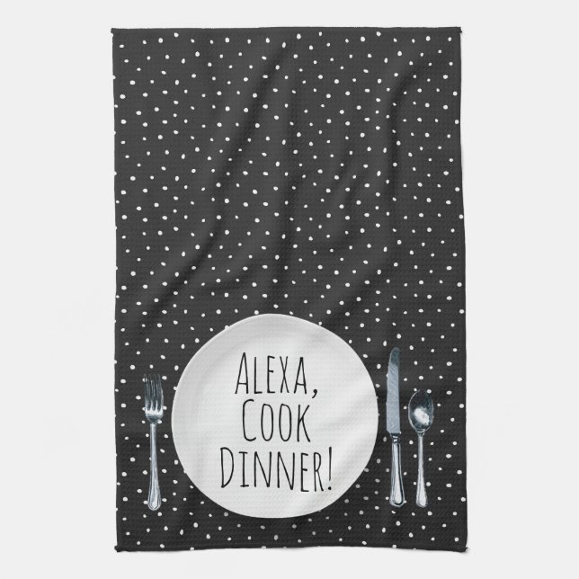 Linge De Cuisine commande Alexa humoristique pour cuisiner le dîner (Vertical)