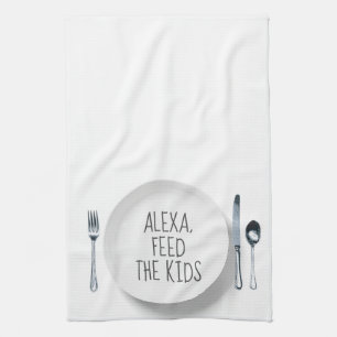Linge De Cuisine Commande Alexa Humour sur fond blanc