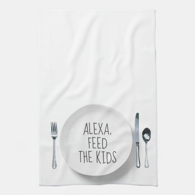 Linge De Cuisine Commande Alexa Humour sur fond blanc (Vertical)