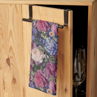 Linge De Cuisine Composition florale dense de jardin anglais