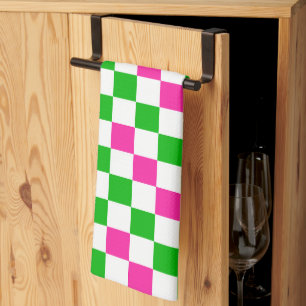 Linge De Cuisine Conception à carreaux rose blanc vert