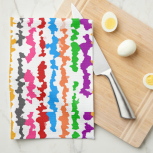 Linge De Cuisine Conception Abstraite Irrégulière Colorée Blanche