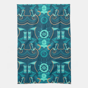 Linge De Cuisine Conception bleue nautique