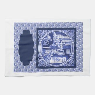 Linge De Cuisine Conception bleue néerlandaise vintage de tuile de