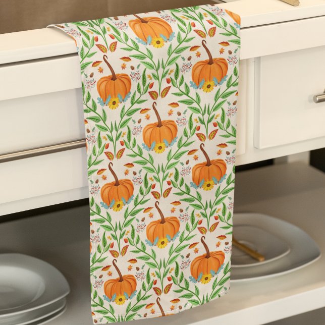 Linge De Cuisine Conception Botanique de Citrouille d'Automne (Créateur téléchargé)