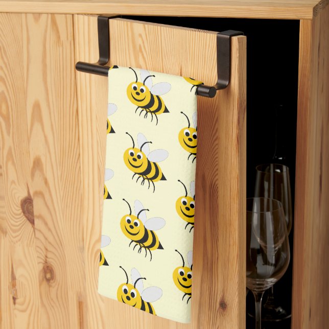 Linge De Cuisine Conception d'abeille sur fond de couleur au choix (Pliage en tiers)
