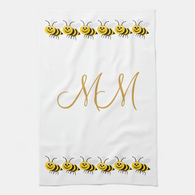 Linge De Cuisine Conception d'abeilles monogrammées (Vertical)