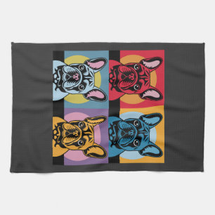 Linge De Cuisine Conception d'art pop de bouledogue français coloré