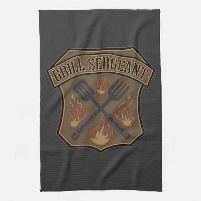 Linge De Cuisine Conception de badge de sergent de grill avec spatu (Vertical)