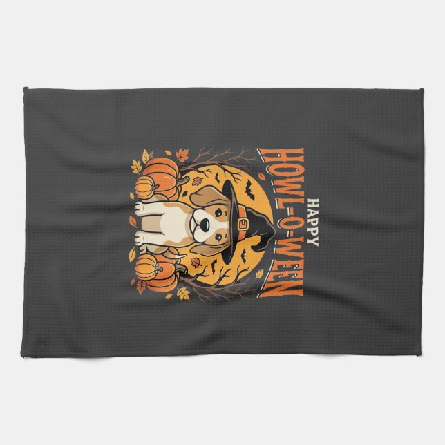Linge De Cuisine Conception de Beagle Halloween Howl-O-Ween Chien C (Horizontal)