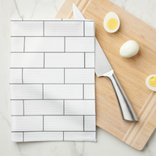 Linge De Cuisine Conception de brique blanche