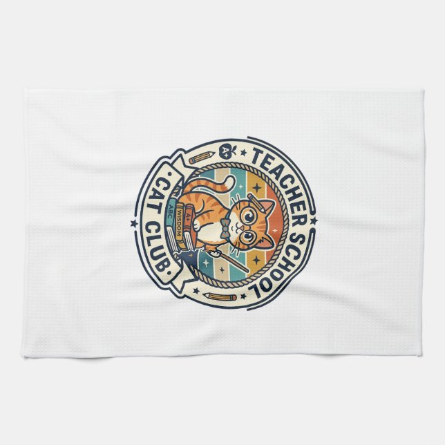 Linge De Cuisine Conception de chat mignon de professeur d'école -  (Horizontal)