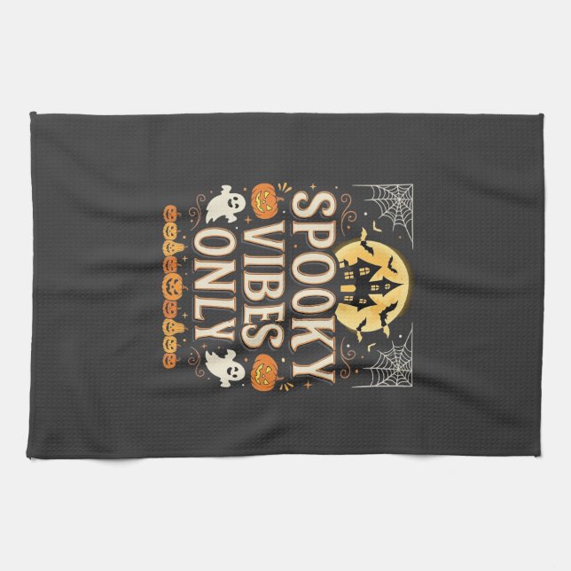 Linge De Cuisine Conception de château fantôme Halloween Vibes Somb (Horizontal)